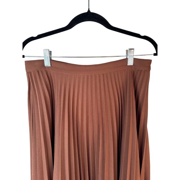 2/$30 Brown Pleated Midi Skirt By InCity Size 16Y Soft Fabric Flowy Design - Picture 5 of 13